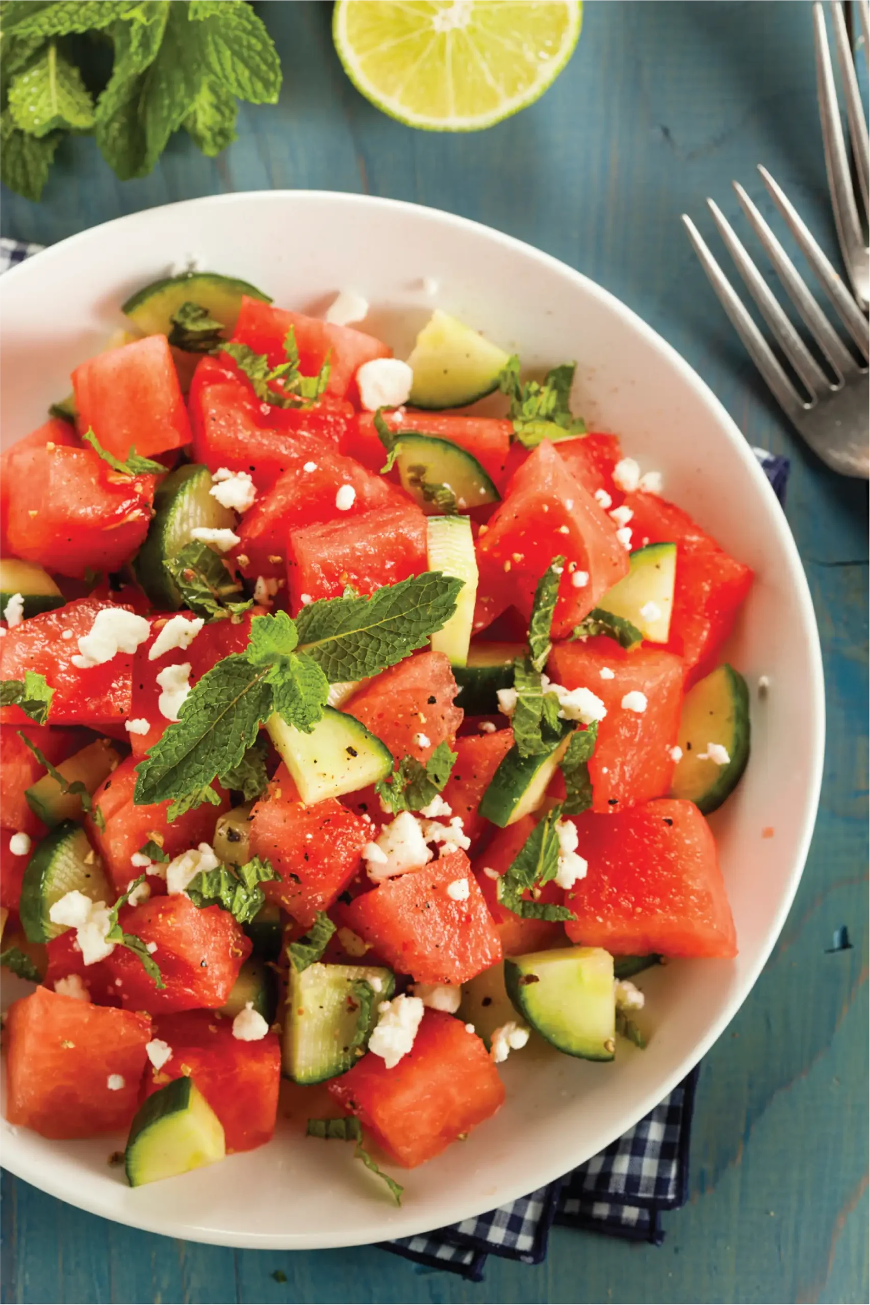 Watermelon Cucumber Salad with Honey Lime Vinaigrette